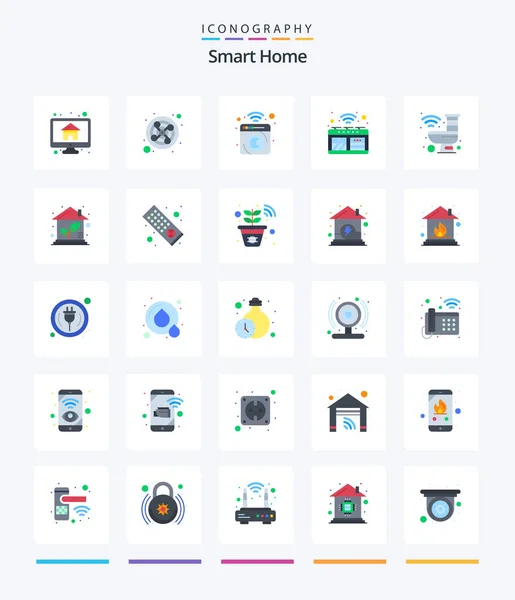Creative Smart Home Flat Icon Pack Smart Oven Oven Ventilation — Image vectorielle
