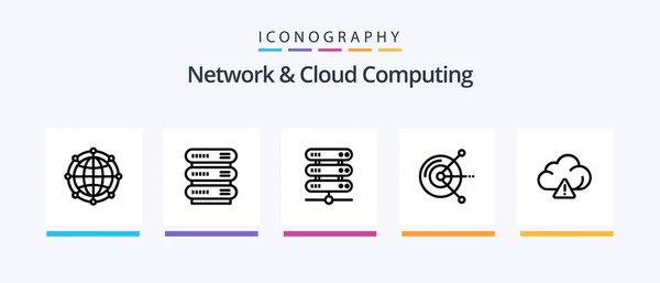 Pack Icône Network Cloud Computing Line Incluant Technologie Ordinateur Portable — Image vectorielle