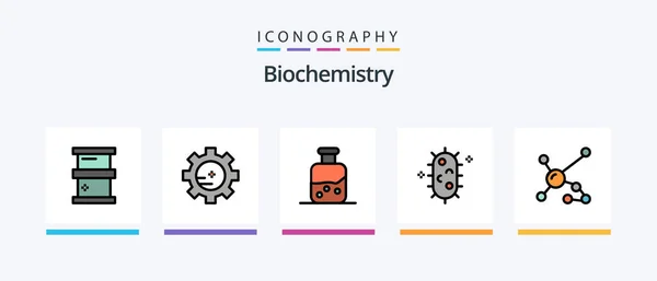 Биотехнологическая Линия Заполнена Иконами Включая Лабораторию Биологии Установка Лаборатории Биохимия — стоковый вектор