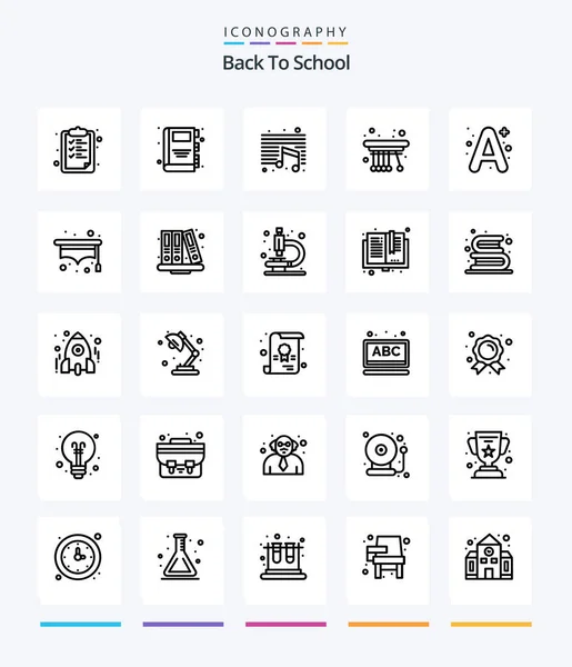 Creative Back School Confezione Icona Outline Come Istruzione Nota Scuola — Vettoriale Stock