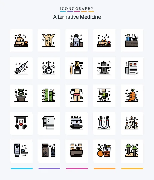 Creative Alternative Medicine Line Filled Icon Pack Sauna Wellness Healthcare — Stock Vector