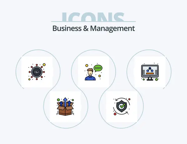 Business Management Line Filled Icon Pack Icon Design Employee Paid — Vettoriale Stock