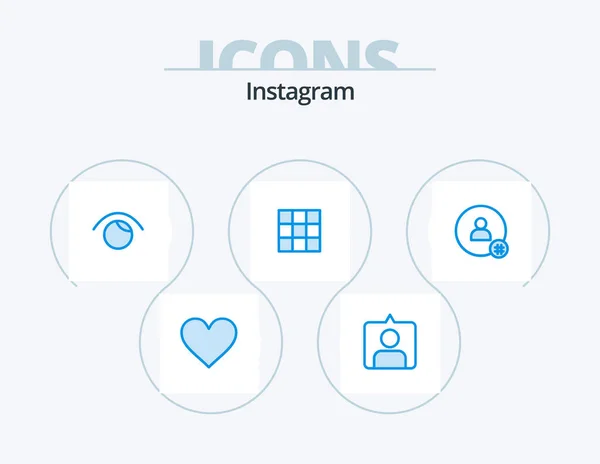 Instagram Blue Icon Pack Icon Design Tweet Follow View Sets — Vettoriale Stock