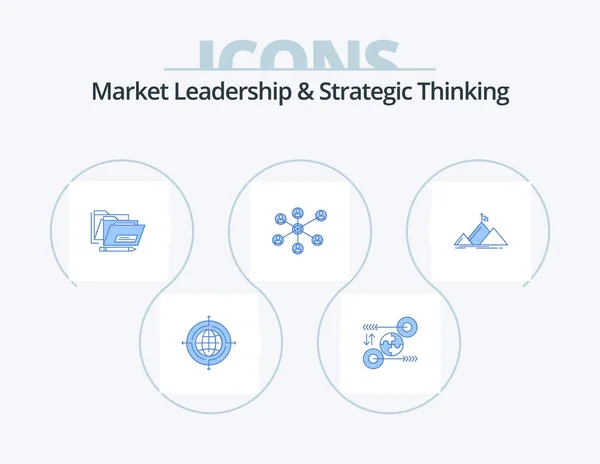 Market Leadership Strategic Thinking Blue Icon Pack Icon Design Social — Stock Vector