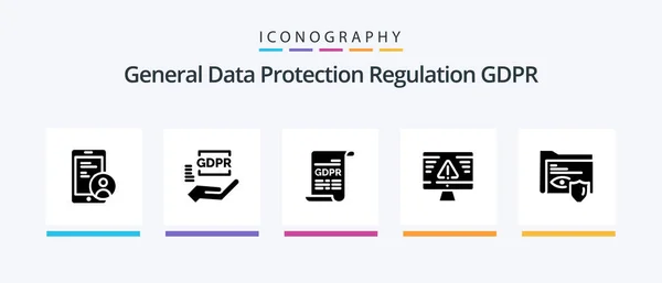 Gdpr Glyph Icon Pack Including Security Hand General Data Protection — Stock Vector