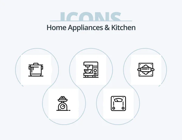 Home Appliances Kitchen Line Icon Pack Icon Design Electric Home — Stockový vektor