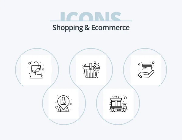 Nákupní Ecommerce Line Icon Pack Icon Design Prodej Obchodovat Obchod — Stockový vektor