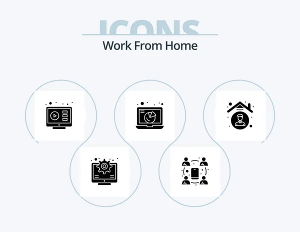 Work Home Glyph Icon Pack Icon Design Online Meeting Communication — Wektor stockowy