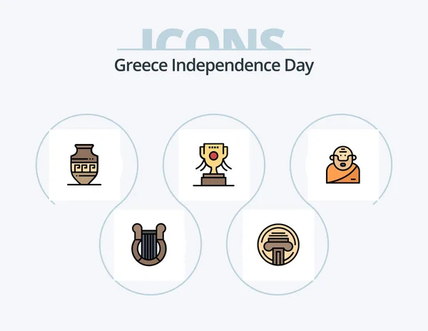 Greece Independence Day Line Filled Icon Pack Icon Design Sagittarius — ストックベクタ