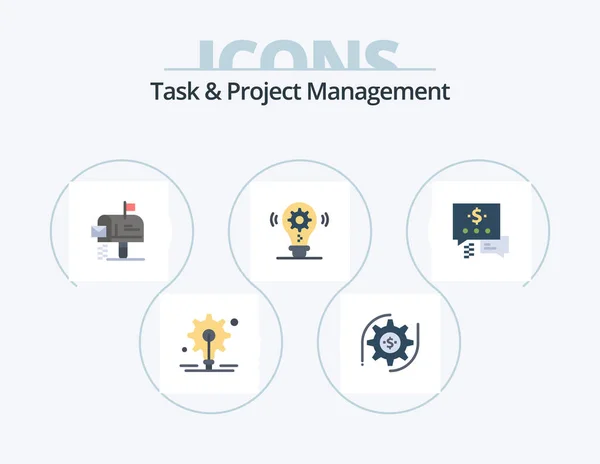 Gestion Des Tâches Des Projets Flat Icon Pack Icon Design — Image vectorielle