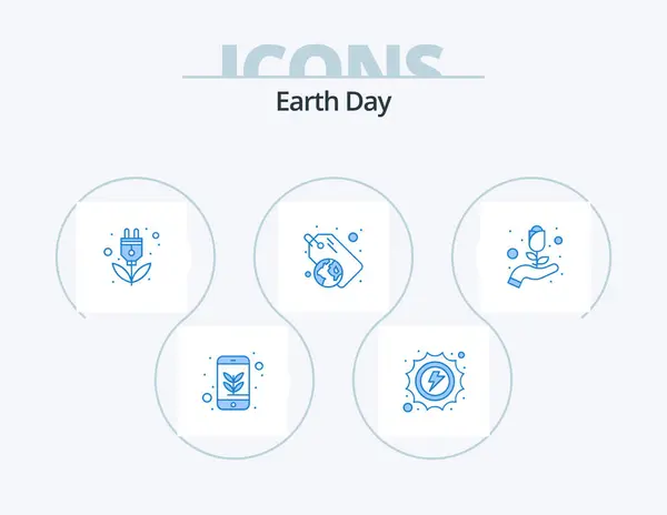 Earth Day Blue Icon Pack Icon Design Tag Plastic Energy — Stock Vector