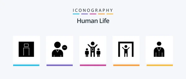 Human Glyph Icon Pack Including Human Security Profile Scanner People — Vector de stock