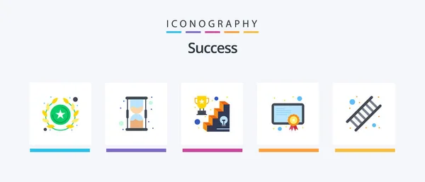 Sucess Flat Icon Pack Including Success Career Success License Certificate — Stock Vector