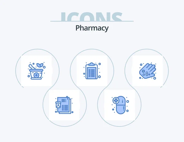Pharmacy Blue Icon Pack Icon Design Pharmacy Hand Herbal Pharmacy — Stock Vector
