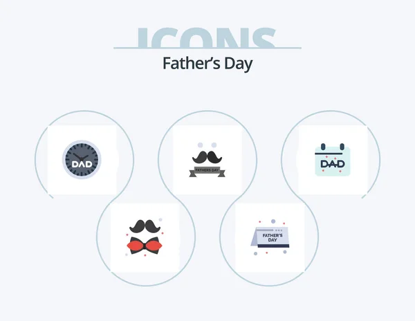Fathers Day Flat Icon Pack Icon Design Father Timepiece Date — Stock Vector