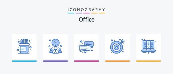 Office Blue Pictogram Pack Inclusief Kennis Praten Zaken Kantoor Creatieve — Stockvector