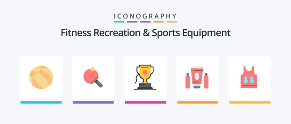 Fitness Recreation Sports Equipment Flat Icon Pack Including Shrit Healthcare — Vetor de Stock