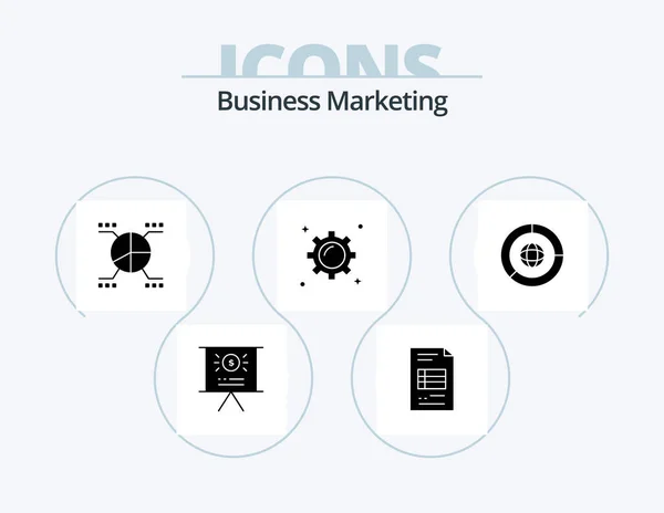 Business Marketing Glyph Icon Pack Icon Design Trade Gear Business — Stockový vektor