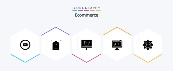 Ecommerce Glyph Icon Pack Including Cart Ecommerce Apparel Monitor – stockvektor