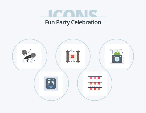 Party Flat Icon Pack Icon Design Photo Religion Karaoke Party — Stock Vector