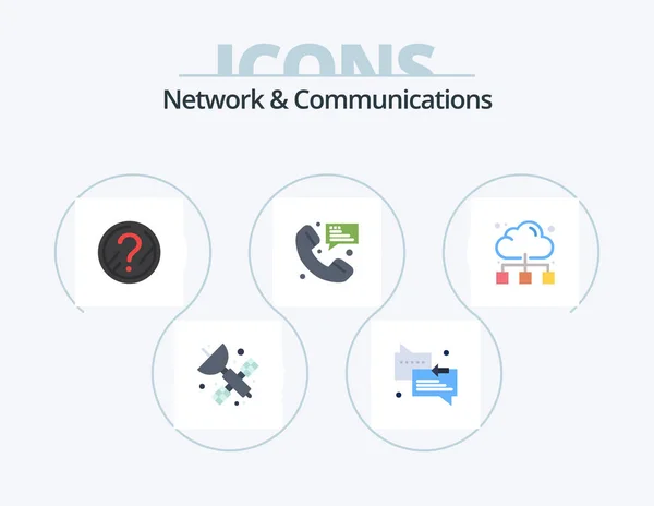 Flat Icon Pack Icon Design Für Netzwerk Und Kommunikation Wolke — Stockvektor