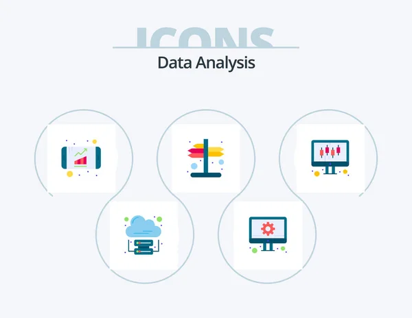Data Analysis Flat Icon Pack Icon Design Data Right Analytics — Stock Vector