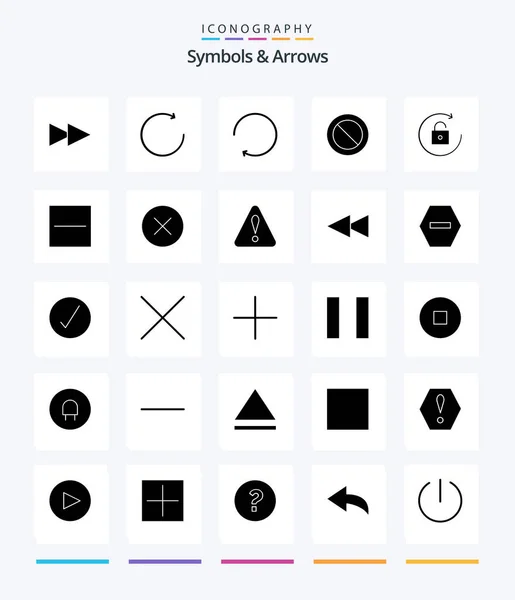 Creative Symbols Arrows Glyph Solid Black Icon Pack Hide Kruh — Stockový vektor