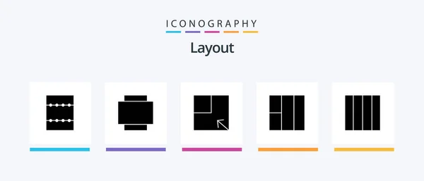Layout Glyph Icon Pack Including Layout Creative Icons Design — Stok Vektör