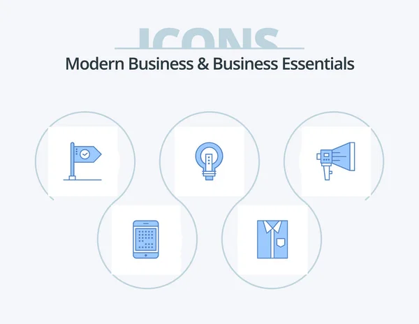 Esenciales Negocios Negocios Modernos Blue Icon Pack Icon Design Objetivo — Archivo Imágenes Vectoriales