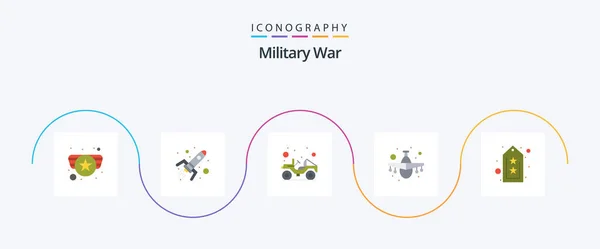 Military War Flat Icon Pack Including Training Military Jeep Fighter — Vettoriale Stock