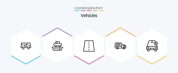 Vehicles Line Icon Pack Including Transport Delivery Transport Highway Creative — ストックベクタ