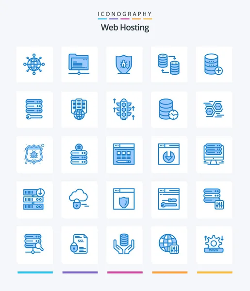Creative Web Hosting Blue Icon Pack Database Storage Programing Sql — Stock Vector