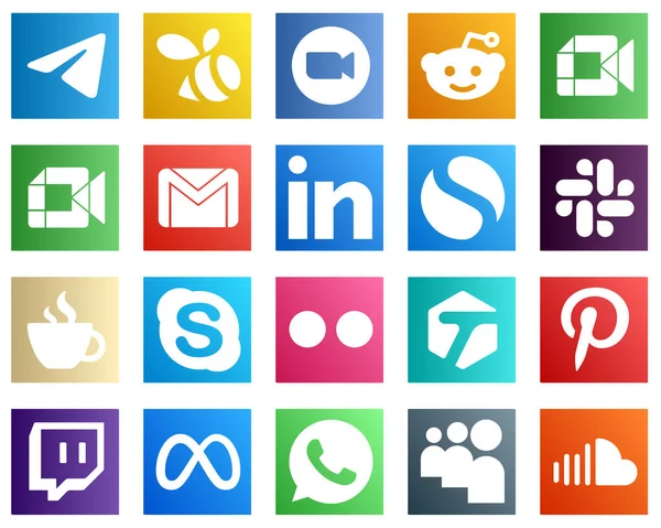 All One Social Media Icon Set Icons Simple Linkedin Reddit — Stockový vektor