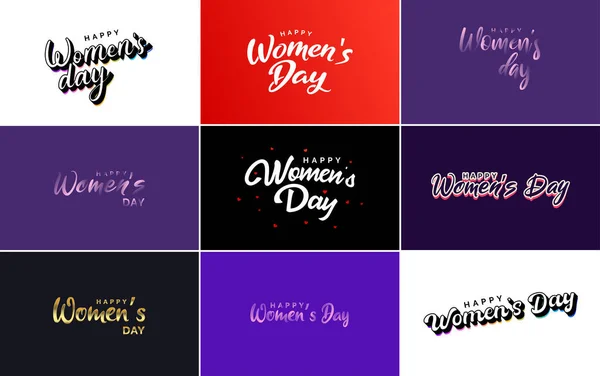 Pink Happy Women Day Typographical Design Elements International Women Day — Stockový vektor