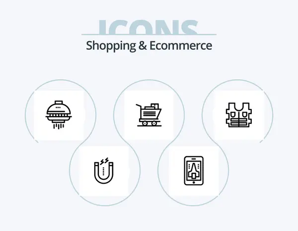 Shopping Ecommerce Line Icon Pack Icon Design Center Search Contact — Wektor stockowy