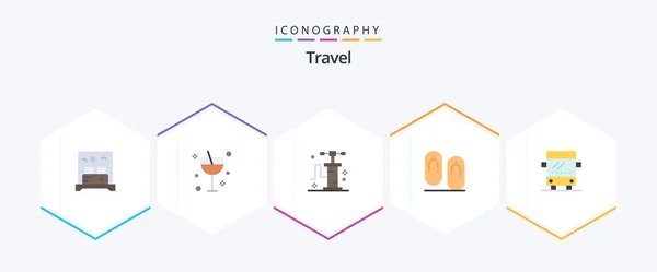 Travel Flat Icon Pack Including Travel Bus Pump Travel Flops — Wektor stockowy