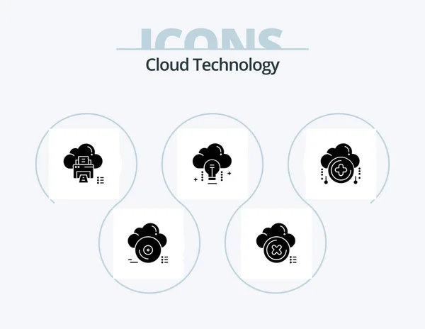 Cloud Technology Glyph Icon Pack Icon Design Data Cloud Cancel — Διανυσματικό Αρχείο