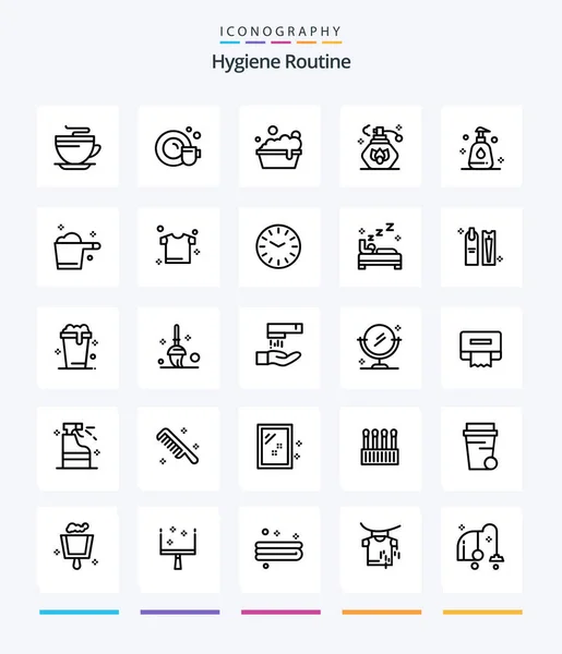 Creative Hygiene Routine Outline Icon Pack Clothes Gauge Cleaning Detergent — Stockvektor