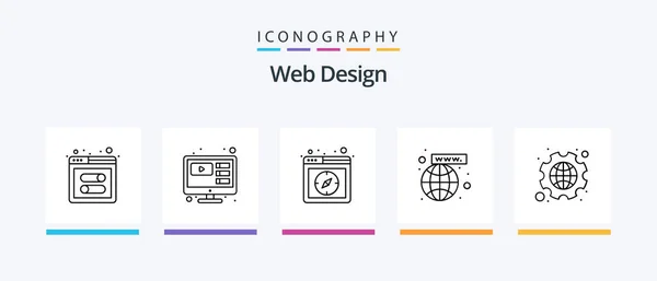Web Design Line Icon Pack Including Picture Security Mobile Laptop — Stockvector