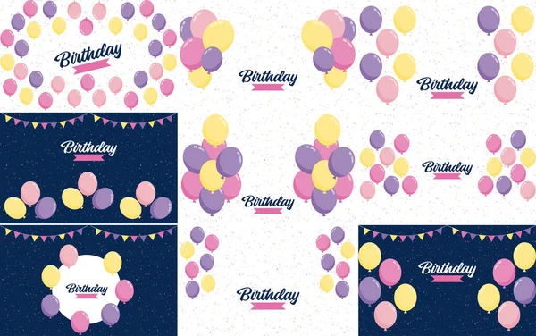 Happy Birthday Text Floral Wreath Watercolor Background — Wektor stockowy