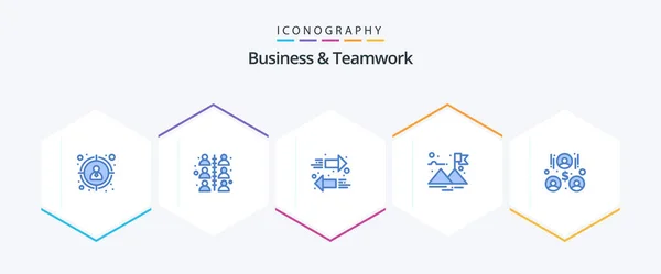 Business Teamwork Blue Icon Pack Including Team Work Arrows Investors — Vector de stock