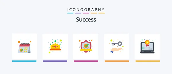 Sucess Flat Icon Pack Including Award Key Winner Business Protect — Stockvektor