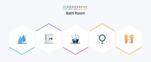 Bath Room Flat Icon Pack Including Bath Mirror Bath Cleaning — Stockový vektor