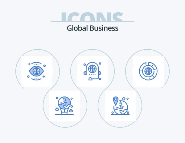 Global Business Blue Icon Pack Icon Design Conference Call Marker — Stockvector