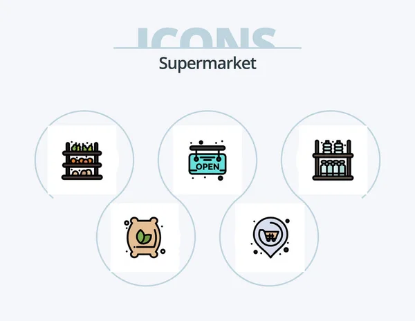 Supermarket Line Filled Icon Pack Icon Design Jam Food Fruit — Stockvektor