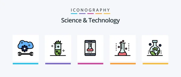 Science Technology Line Filled Icon Pack Including Engineering Applied Science — Image vectorielle