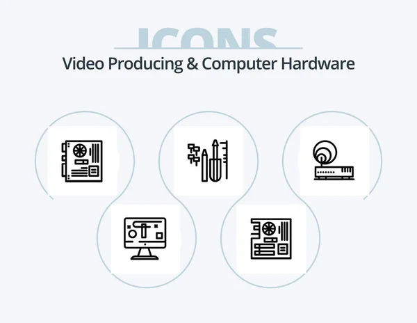 Video Producing Computer Hardware Line Icon Pack Icon Design Mouse — Stok Vektör