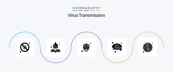 Virus Transmission Glyph Icon Pack Including Germs Human Eye Epidemic — Vettoriale Stock