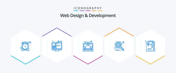 Web Design Development Blue Icon Pack Including Layout Setting Gear — Vetor de Stock