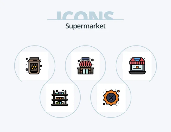 Supermarket Line Filled Icon Pack Icon Design Flour Sack Flour — Stok Vektör